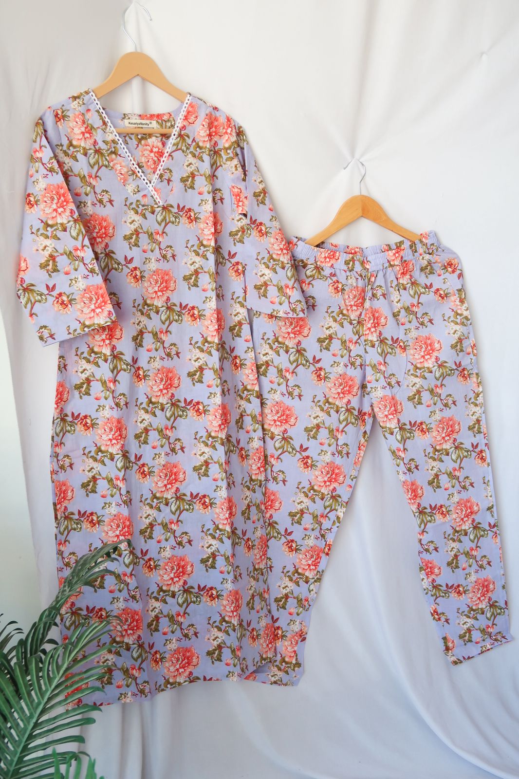 Cloudy Blooms Slim Fit Suit Set - Sukoon 10.0
